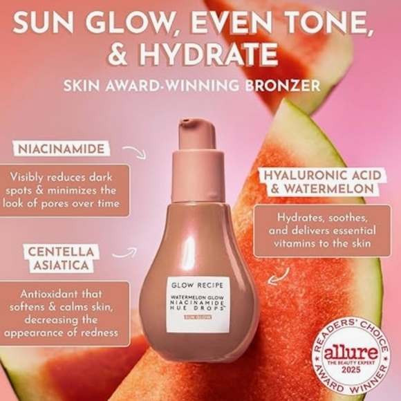 Glow Recipe Watermelon Glow Niacinamide Hue Drops: Sun Glow, 40ml, NIB - Picture 5 of 8